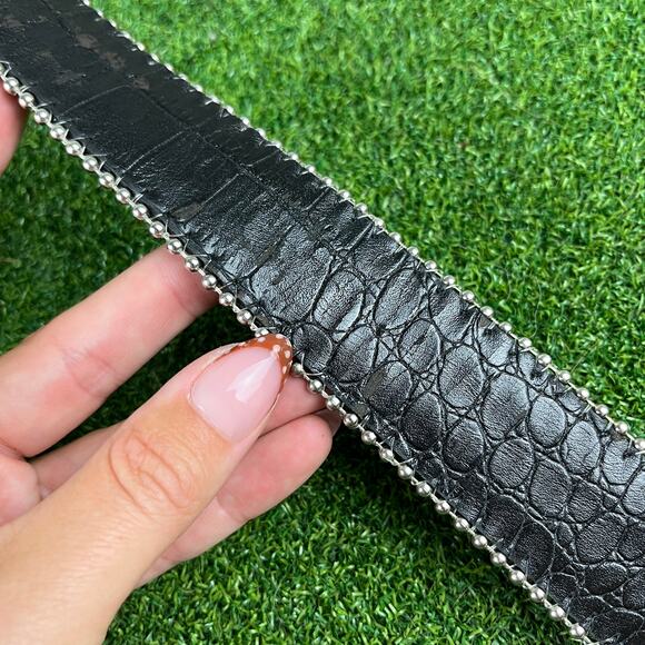 Y2K Punk Black Crystal Studded Buckle Western Belt main image 9